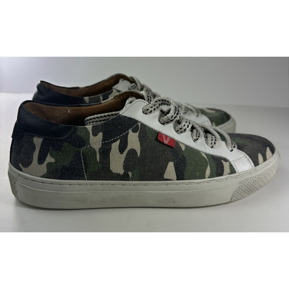 Veronica Beard Sami Camo Canvas Lace-up Sneakers Leather Lining Shoes 39 US 8.5 - Picture 9 of 16